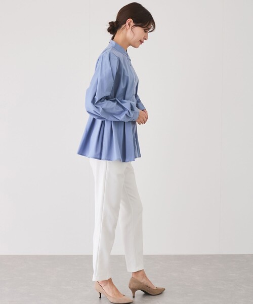 Jayro（ジャイロ）の「ウエストボリュームタックスタンドブラウス（シャツ/ブラウス・レディース・ホワイト系その他/レッド/ブルー/ブラック・M）」の5枚目の写真