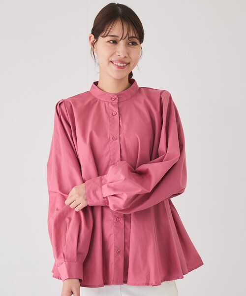 Jayro（ジャイロ）の「ウエストボリュームタックスタンドブラウス（シャツ/ブラウス・レディース・ホワイト系その他/レッド/ブルー/ブラック・M）」の7枚目の写真