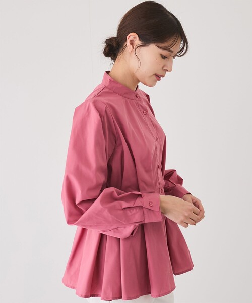 Jayro（ジャイロ）の「ウエストボリュームタックスタンドブラウス（シャツ/ブラウス・レディース・ホワイト系その他/レッド/ブルー/ブラック・M）」の8枚目の写真