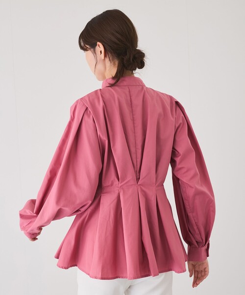 Jayro（ジャイロ）の「ウエストボリュームタックスタンドブラウス（シャツ/ブラウス・レディース・ホワイト系その他/レッド/ブルー/ブラック・M）」の9枚目の写真