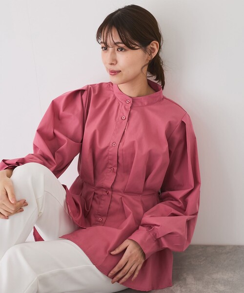 Jayro（ジャイロ）の「ウエストボリュームタックスタンドブラウス（シャツ/ブラウス・レディース・ホワイト系その他/レッド/ブルー/ブラック・M）」の10枚目の写真