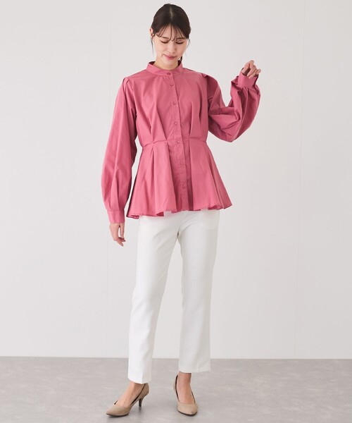 Jayro（ジャイロ）の「ウエストボリュームタックスタンドブラウス（シャツ/ブラウス・レディース・ホワイト系その他/レッド/ブルー/ブラック・M）」の12枚目の写真