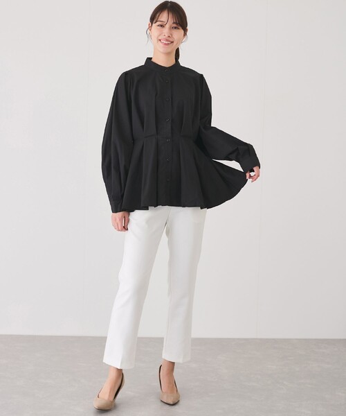 Jayro（ジャイロ）の「ウエストボリュームタックスタンドブラウス（シャツ/ブラウス・レディース・ホワイト系その他/レッド/ブルー/ブラック・M）」の19枚目の写真