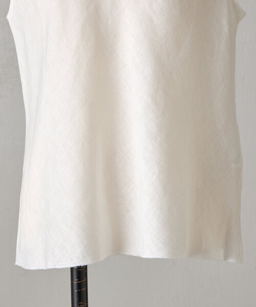 BEARDSLEY（ビアズリー）の「《15 quinze》リネンバイヤスタンク（タンクトップ・レディース・ホワイト/グレー・FREE）」の12枚目の写真