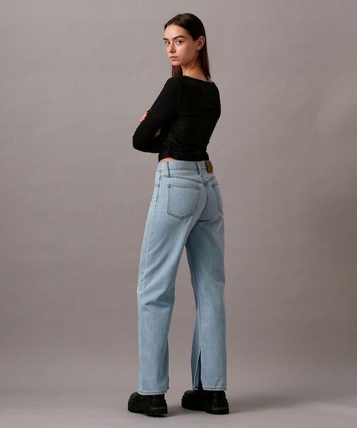 【 】CKJeans ハイライズワイドジーンズ◆送料無料◆ セール】ハイライズ ワイドレッグスリットジーンズ（デニム