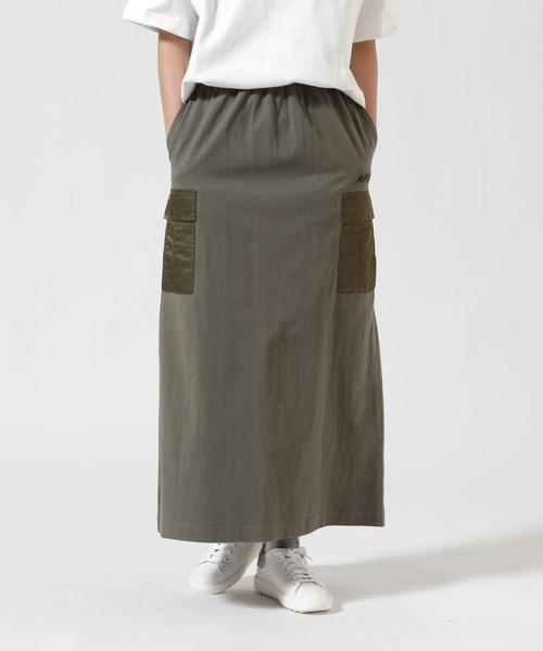 AVIREX（アヴィレックス）の「《WEB&DEPOT限定》JERSEY CARGO SKIRT/ジャージ カーゴスカート（スカート・レディース・ホワイト/オリーブ/ブラック・F）」の4枚目の写真