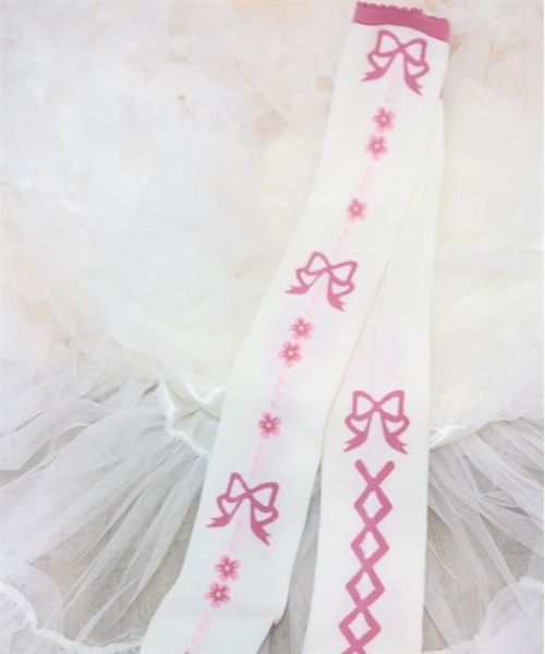 Chalmiere（シャルミエール）の「フローラパールオーバーニー（ソックス/靴下・レディース・パープル/ラベンダー/ピンク/サックスブルー・FREE）」の4枚目の写真