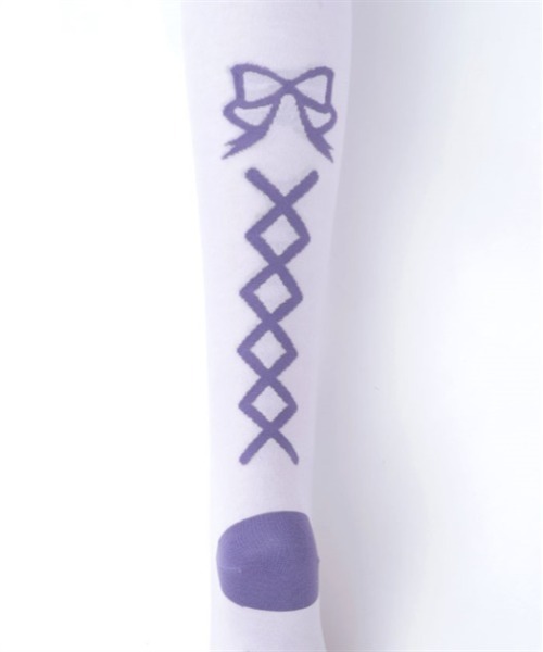 Chalmiere（シャルミエール）の「フローラパールオーバーニー（ソックス/靴下・レディース・パープル/ラベンダー/ピンク/サックスブルー・FREE）」の21枚目の写真