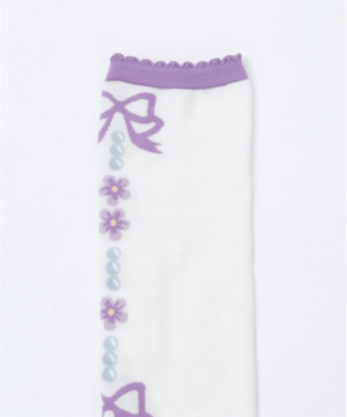 Chalmiere（シャルミエール）の「フローラパールオーバーニー（ソックス/靴下・レディース・パープル/ラベンダー/ピンク/サックスブルー・FREE）」の14枚目の写真