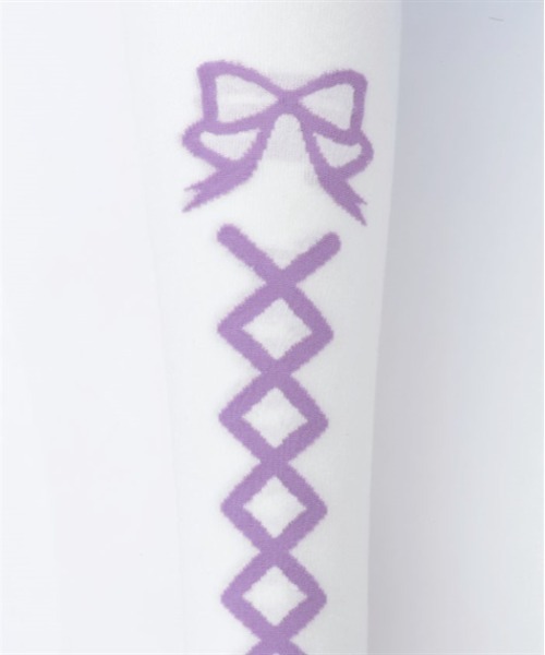 Chalmiere（シャルミエール）の「フローラパールオーバーニー（ソックス/靴下・レディース・パープル/ラベンダー/ピンク/サックスブルー・FREE）」の11枚目の写真