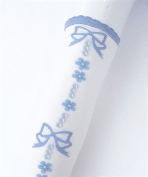 Chalmiere（シャルミエール）の「フローラパールオーバーニー（ソックス/靴下・レディース・パープル/ラベンダー/ピンク/サックスブルー・FREE）」の18枚目の写真