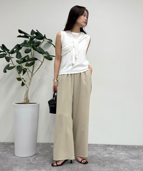 fredy emue（フレディエミュ）の「リネン混ノースリーブニットプルオーバー（タンクトップ・レディース・サックスブルー/イエロー/オフホワイト/ブラウン・38）」の21枚目の写真