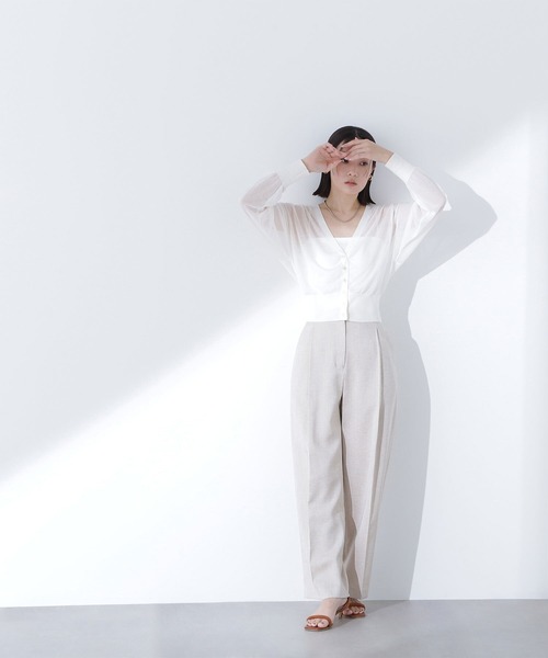 NATURAL BEAUTY BASIC（ナチュラルビューティーベーシック）の「◇【Oggi掲載】ベーシックシアーカーディガン（カーディガン/ボレロ・レディース・チャコールグレー/オフホワイト/ブラウン・FREE）」の10枚目の写真