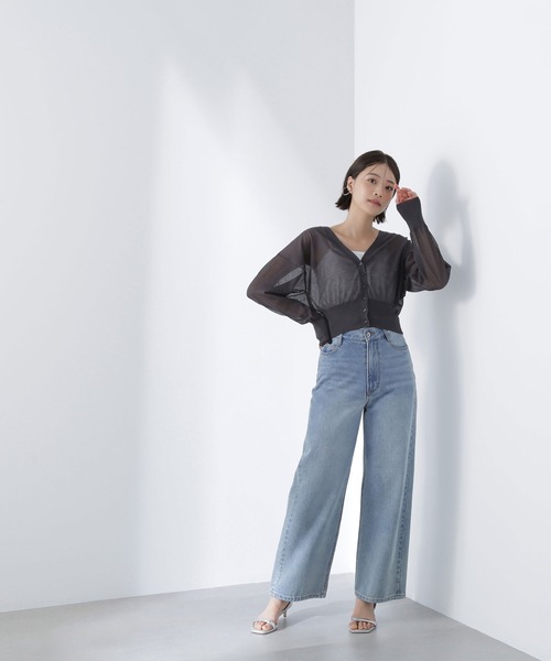 NATURAL BEAUTY BASIC（ナチュラルビューティーベーシック）の「◇【Oggi掲載】ベーシックシアーカーディガン（カーディガン/ボレロ・レディース・チャコールグレー/オフホワイト/ブラウン・FREE）」の12枚目の写真