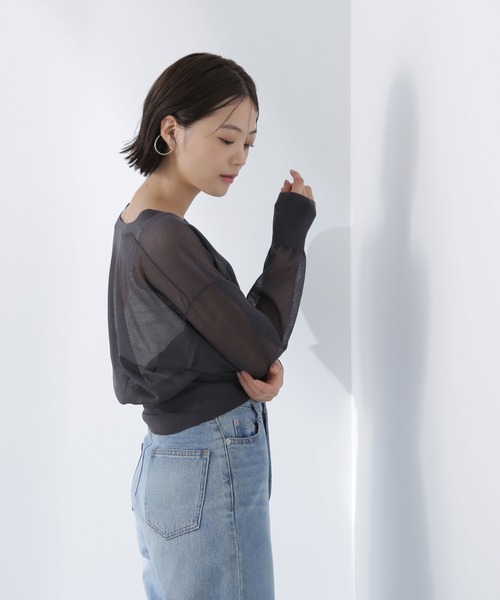 NATURAL BEAUTY BASIC（ナチュラルビューティーベーシック）の「◇【Oggi掲載】ベーシックシアーカーディガン（カーディガン/ボレロ・レディース・チャコールグレー/オフホワイト/ブラウン・FREE）」の17枚目の写真