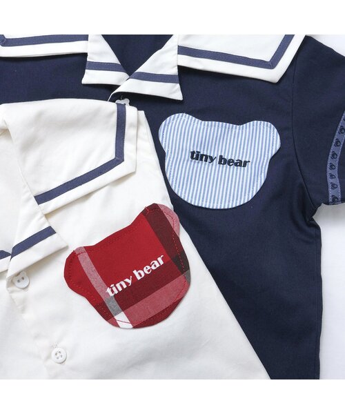 apres les cours（アプレレクール）の「tiny bear セーラー衿半袖シャツ（シャツ/ブラウス・キッズ・アイボリー/ネイビー・80/90/100/110/120）」の7枚目の写真