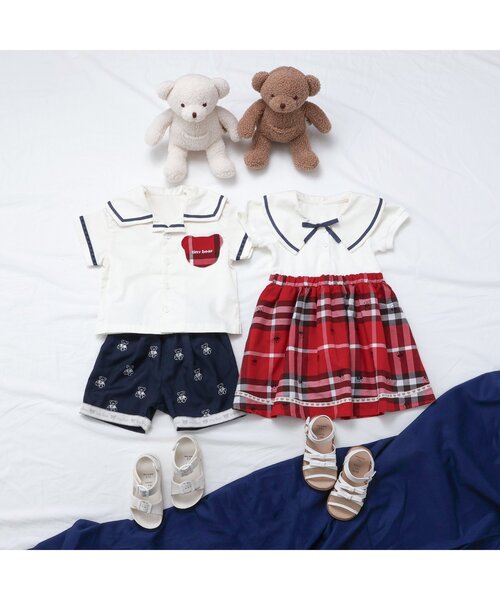 apres les cours（アプレレクール）の「tiny bear セーラー衿半袖シャツ（シャツ/ブラウス・キッズ・アイボリー/ネイビー・80/90/100/110/120）」の11枚目の写真