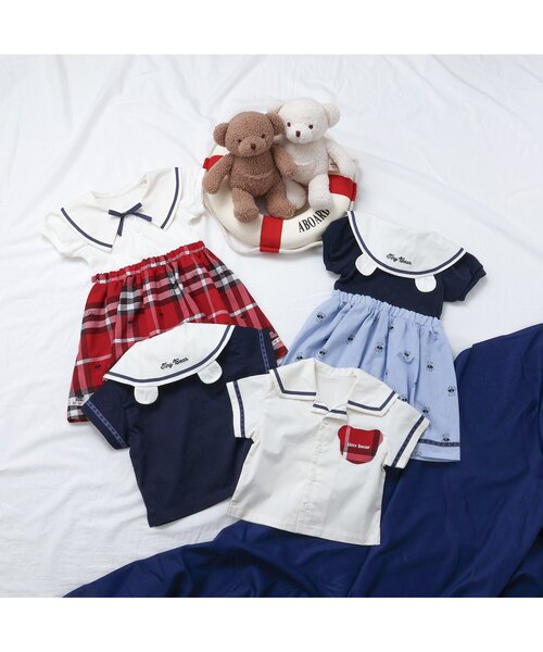 apres les cours（アプレレクール）の「tiny bear セーラー衿半袖シャツ（シャツ/ブラウス・キッズ・アイボリー/ネイビー・80/90/100/110/120）」の12枚目の写真