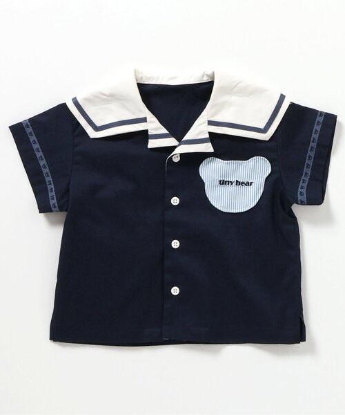 apres les cours（アプレレクール）の「tiny bear セーラー衿半袖シャツ（シャツ/ブラウス・キッズ・アイボリー/ネイビー・80/90/100/110/120）」の18枚目の写真