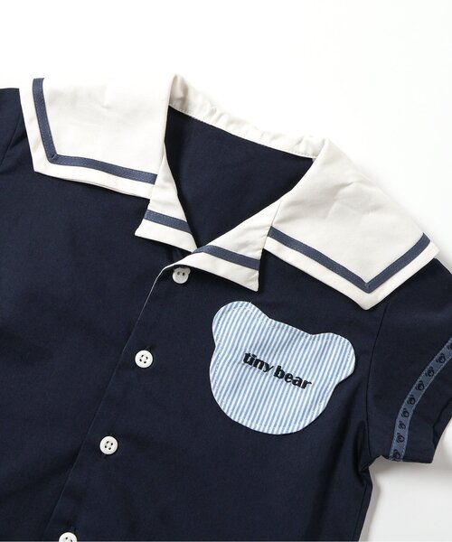apres les cours（アプレレクール）の「tiny bear セーラー衿半袖シャツ（シャツ/ブラウス・キッズ・アイボリー/ネイビー・80/90/100/110/120）」の21枚目の写真