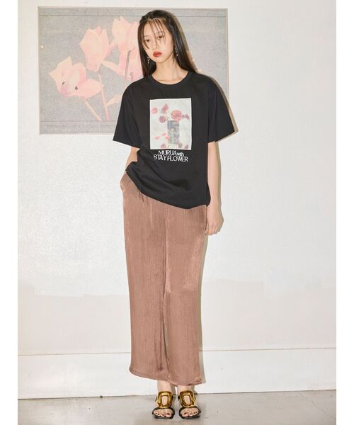 MURUA（ムルーア）の「【MURUA×STAYFLOWER】フォトチュールTシャツ（Tシャツ/カットソー・レディース・ホワイト/ブラック・FREE）」の9枚目の写真