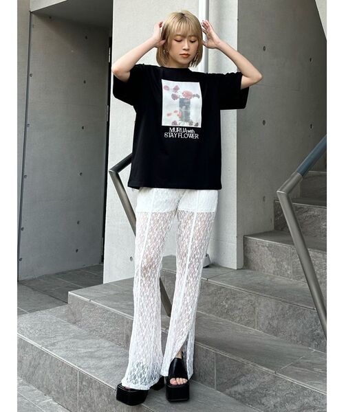 MURUA（ムルーア）の「【MURUA×STAYFLOWER】フォトチュールTシャツ（Tシャツ/カットソー・レディース・ホワイト/ブラック・FREE）」の18枚目の写真