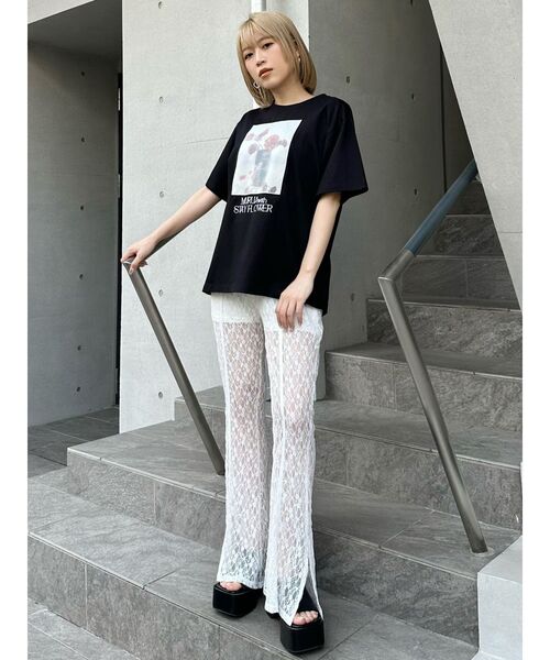 MURUA（ムルーア）の「【MURUA×STAYFLOWER】フォトチュールTシャツ（Tシャツ/カットソー・レディース・ホワイト/ブラック・FREE）」の19枚目の写真