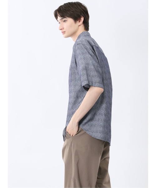 m.f.editorial(エムエフエディトリアル)の「シャツ メンズ 半袖 吸水速乾 軽量 シボ レギュラーカラー ややゆったり ルーズフィット 綿混 ナイアガラ(シャツ/ブラウス・メンズ・ネイビー/ホワイト・LARGE/X-LARGE/MEDIUM)」の13枚目の写真