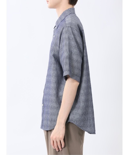 m.f.editorial(エムエフエディトリアル)の「シャツ メンズ 半袖 吸水速乾 軽量 シボ レギュラーカラー ややゆったり ルーズフィット 綿混 ナイアガラ(シャツ/ブラウス・メンズ・ネイビー/ホワイト・LARGE/X-LARGE/MEDIUM)」の18枚目の写真