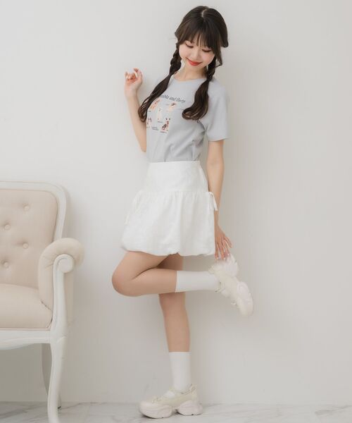 ems excite（エムズエキサイト）の「ハイウエストバルーンミニSK（スカート・レディース・ブラック/オフホワイト・FREE）」の6枚目の写真