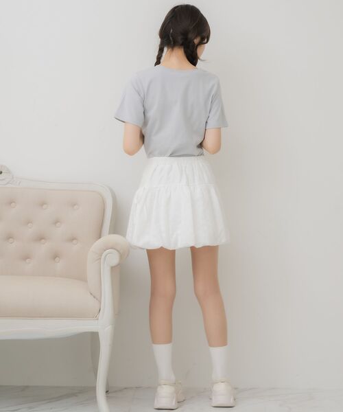 ems excite（エムズエキサイト）の「ハイウエストバルーンミニSK（スカート・レディース・ブラック/オフホワイト・FREE）」の7枚目の写真