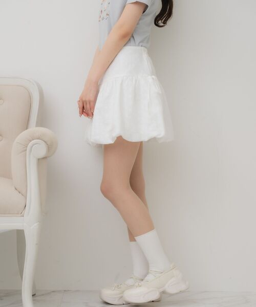 ems excite（エムズエキサイト）の「ハイウエストバルーンミニSK（スカート・レディース・ブラック/オフホワイト・FREE）」の10枚目の写真