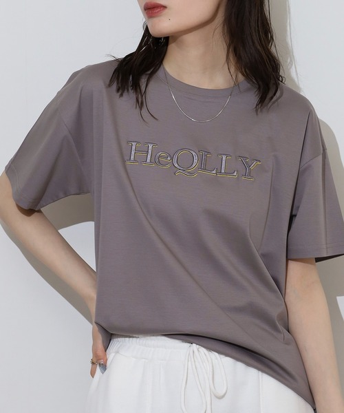 BRODIAEA（ブローディア）の「BRODIAEA ぷっくり立体ロゴ半袖Tシャツ（Tシャツ/カットソー・レディース・サックスブルー/オフホワイト/ネイビー/キャメル/グレイッシュベージュ・40）」の14枚目の写真