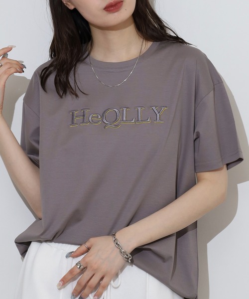 BRODIAEA（ブローディア）の「BRODIAEA ぷっくり立体ロゴ半袖Tシャツ（Tシャツ/カットソー・レディース・サックスブルー/オフホワイト/ネイビー/キャメル/グレイッシュベージュ・40）」の16枚目の写真