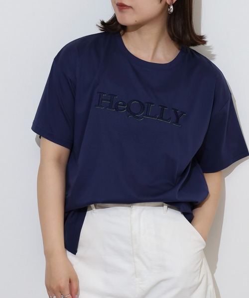 BRODIAEA（ブローディア）の「BRODIAEA ぷっくり立体ロゴ半袖Tシャツ（Tシャツ/カットソー・レディース・サックスブルー/オフホワイト/ネイビー/キャメル/グレイッシュベージュ・40）」の10枚目の写真