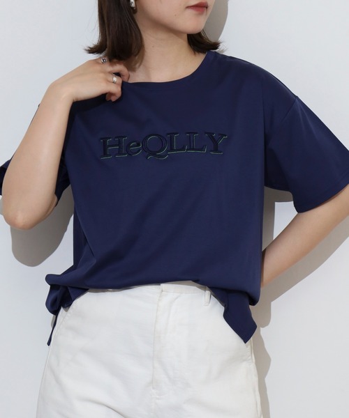 BRODIAEA（ブローディア）の「BRODIAEA ぷっくり立体ロゴ半袖Tシャツ（Tシャツ/カットソー・レディース・サックスブルー/オフホワイト/ネイビー/キャメル/グレイッシュベージュ・40）」の11枚目の写真