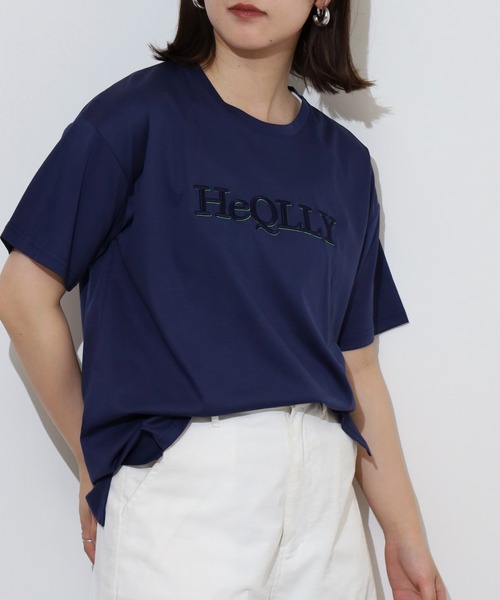 BRODIAEA（ブローディア）の「BRODIAEA ぷっくり立体ロゴ半袖Tシャツ（Tシャツ/カットソー・レディース・サックスブルー/オフホワイト/ネイビー/キャメル/グレイッシュベージュ・40）」の12枚目の写真