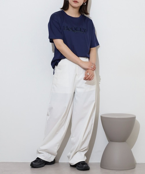 BRODIAEA（ブローディア）の「BRODIAEA ぷっくり立体ロゴ半袖Tシャツ（Tシャツ/カットソー・レディース・サックスブルー/オフホワイト/ネイビー/キャメル/グレイッシュベージュ・40）」の13枚目の写真