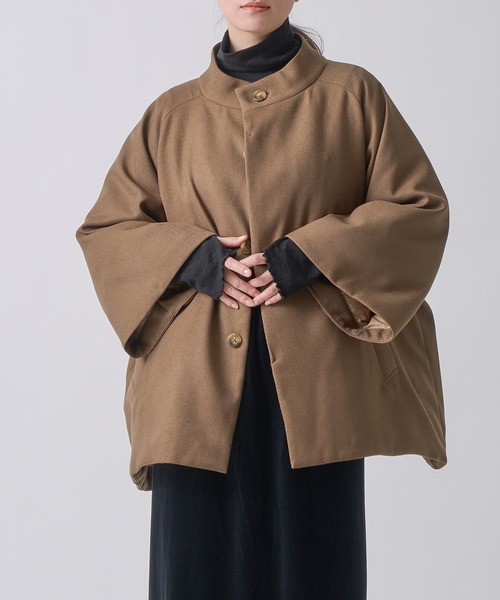 miffew(ミフュー)の「「miffew/ ミフュー」CAPE DOWN COAT(ダウンジャケット/コート・レディース・グレイッシュベージュ/ブラック/ブラウン・2/1)」の13枚目の写真