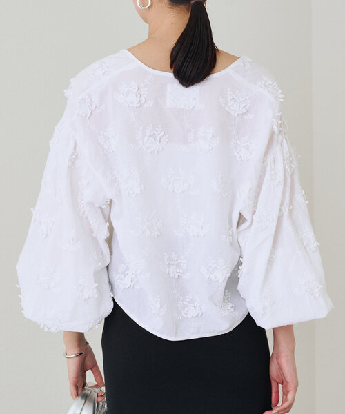 crinkle crinkle 3D embroidery ボレロブラウス 3D embroidery bolero | BLACK