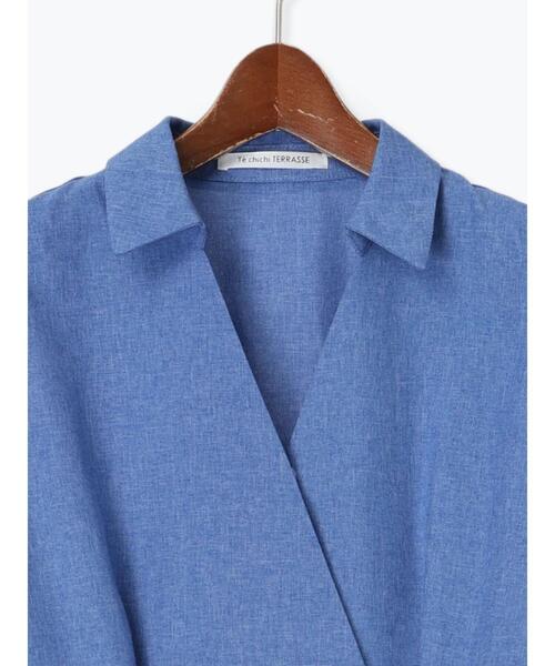Te chichi TERRASSE（テチチテラス）の「麻調カシュクールワンピース《2025summer catalog item》（ワンピース・レディース・ベージュ/ブルー/チャコールグレー・F）」の10枚目の写真
