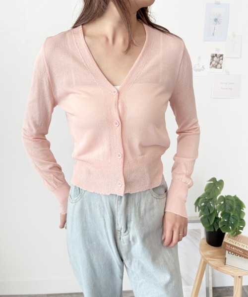 Theory - Theory 21ss シースルーVネックカーディガン Vネックシースルーリブクロップド夏カーディガン(4color