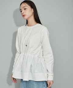 【アダムエロペ】ギャザーペプラムカットソー セール】【WEB限定・洗える】ギャザーペプラムカットソー（T