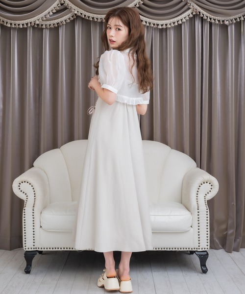 セール】テーラードシアーブラウス×キャミワンピースセット