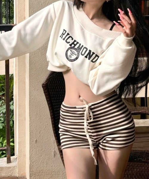 CANVAS+(キャンバスプラス)の「【CANVAS+】RICHMONDオフショルトップス(Tシャツ/カットソー・レディース・ブラック/ホワイト・M)」の8枚目の写真