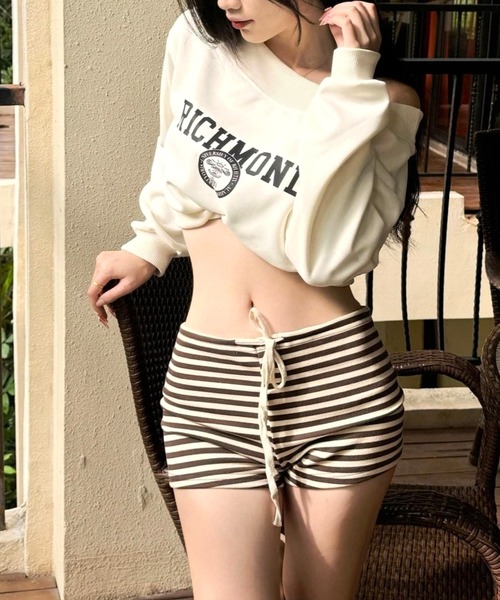 CANVAS+(キャンバスプラス)の「【CANVAS+】RICHMONDオフショルトップス(Tシャツ/カットソー・レディース・ブラック/ホワイト・M)」の7枚目の写真