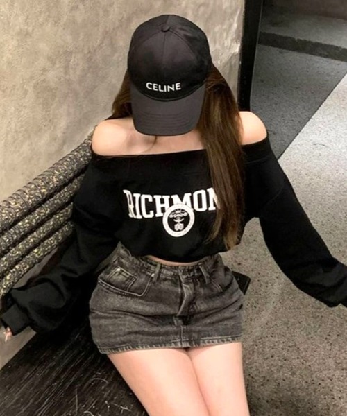CANVAS+(キャンバスプラス)の「【CANVAS+】RICHMONDオフショルトップス(Tシャツ/カットソー・レディース・ブラック/ホワイト・M)」の3枚目の写真