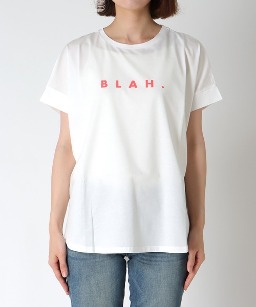 Jines(ジネス)の「BLAH.ロゴTシャツ(Tシャツ/カットソー・レディース・ホワイト/チャコールグレー/ブラック・38)」の5枚目の写真