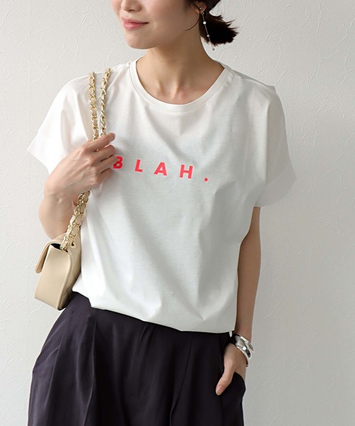 Jines(ジネス)の「BLAH.ロゴTシャツ(Tシャツ/カットソー・レディース・ホワイト/チャコールグレー/ブラック・38)」の21枚目の写真