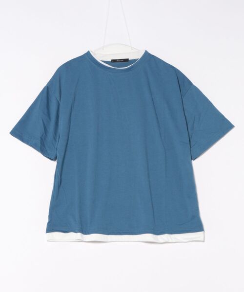 Bling Leads(ブリングリーズ)の「Z)【BLINGLEADS】IZSSM-23-020 レイヤード風S/S TEE(Tシャツ/カットソー・メンズ・ネイビー/ブラック・MEDIUM/LARGE/X-LARGE)」の1枚目の写真